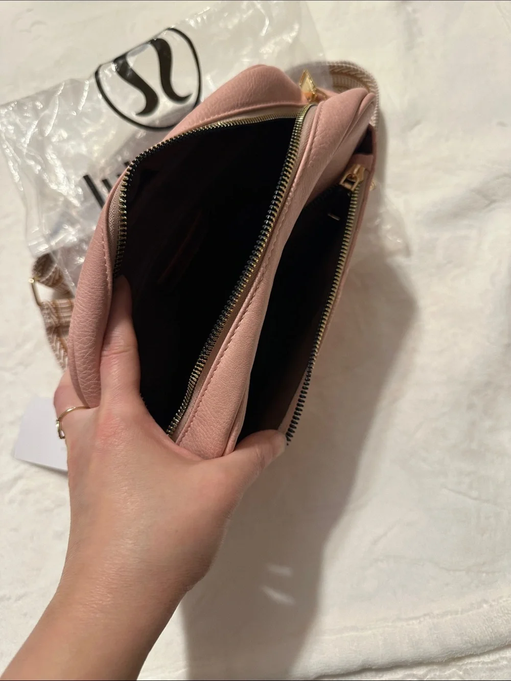 lululemon athletica Blush Quilted Chevron Crossbody with Patterned Strap